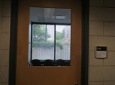 Classroom door.