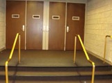 Entry steps and doors.