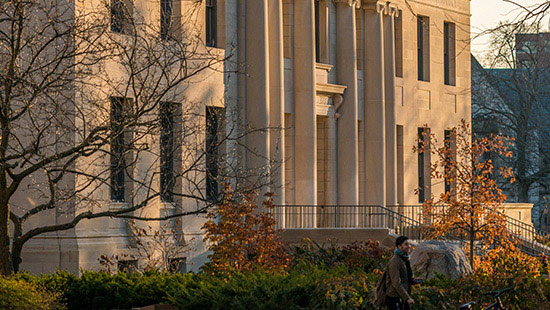 Photo of campus at sunset