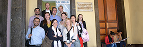 Group of law students in front of a building
