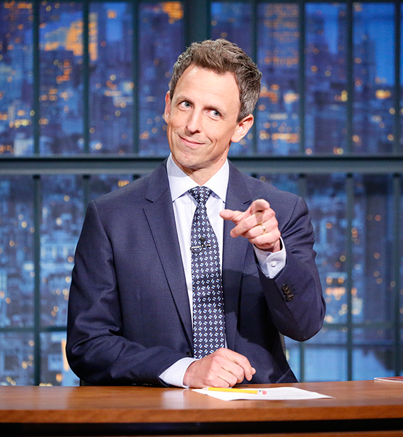 Seth Meyers on set