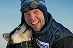 John Huston ’99 and his canine companion, Elle, enjoy a light moment on their 65-day, 600-mile expedition traverse of Ellesmere Island, Canada, in 2013. John is a polar explorer and motivational speaker. He also works part time at Northwestern, where he oversees Project Wildcat, the wilderness orientation program for new students. © Kyle O'Donoghue