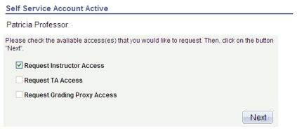 request instructor access screen