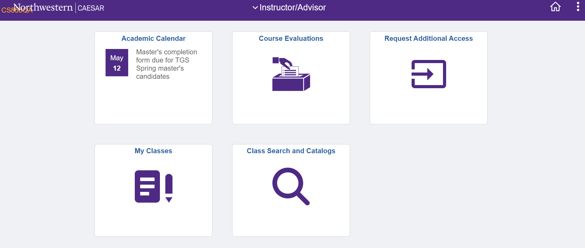 Instructor/advisor homepage example from 8.58