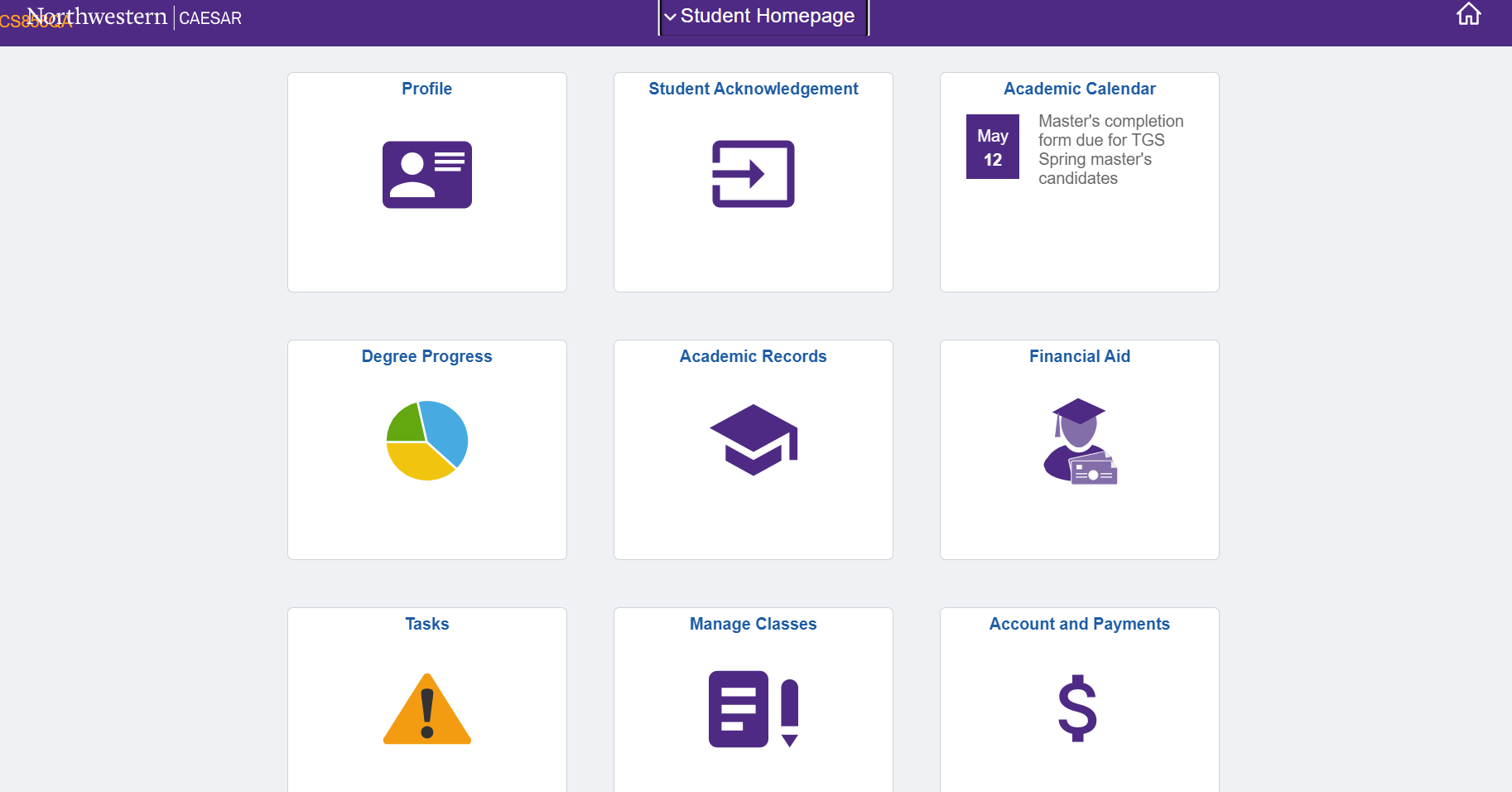 Student homepage example from 8.58