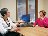 Ellen Lubin-Sherman, left, chats with Carrie Lemerman, executive director of the Millburn-Short Hills Chamber of Commerce.