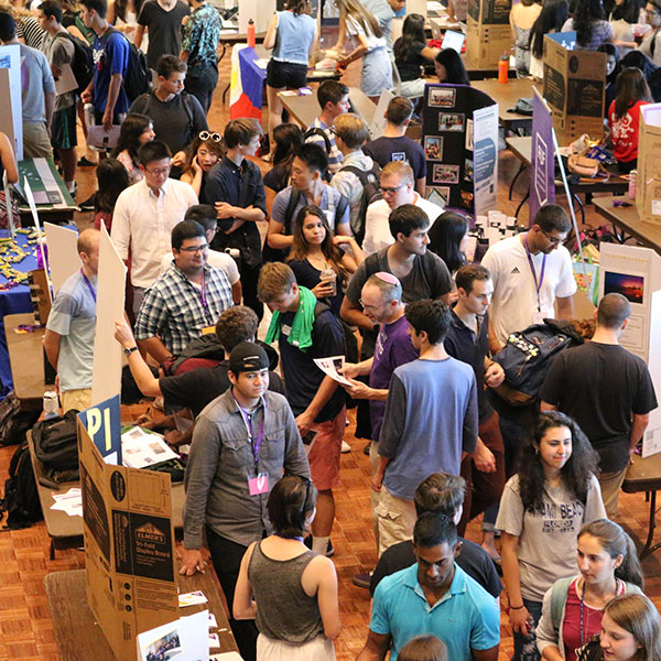 Students at the activities fair