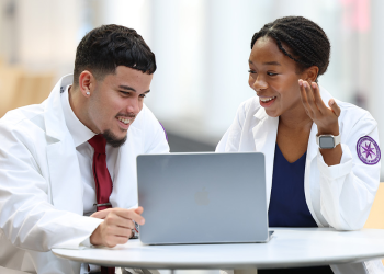two students studying