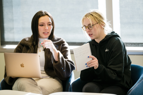 two students studying