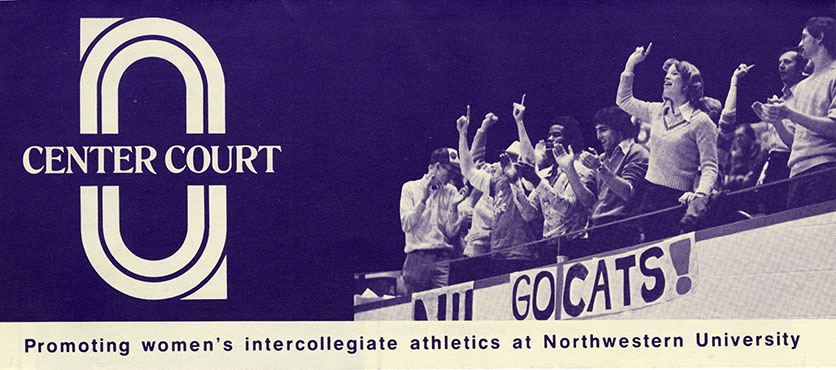 Front cover of pamphlet showing athletics fans