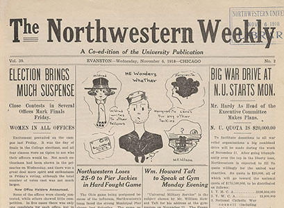 Front page of the student newspaper from November 6,1918. 