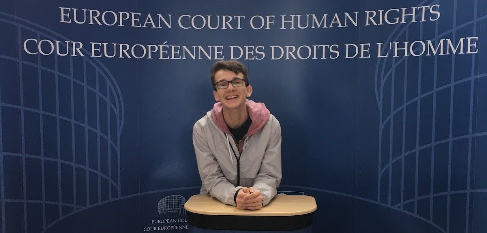 Student visiting the European Court of Human Rights during study abroad program in France