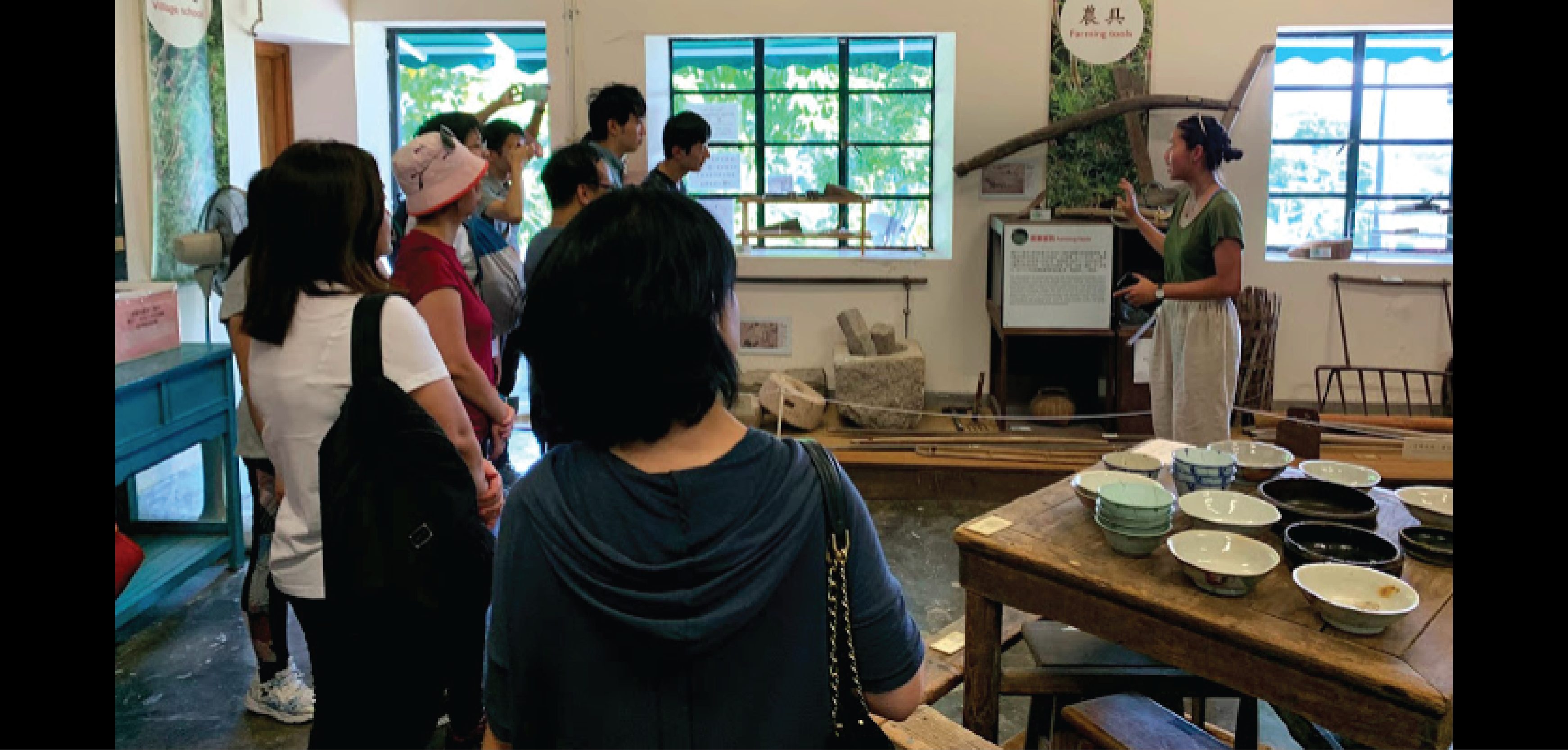 Chloe Wong providing a heritage tour at Yim Tin Tsai as part of her Community and Cultural Identity course