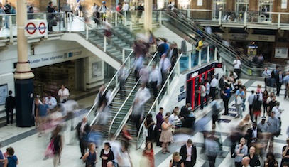 A busy London Underground station 