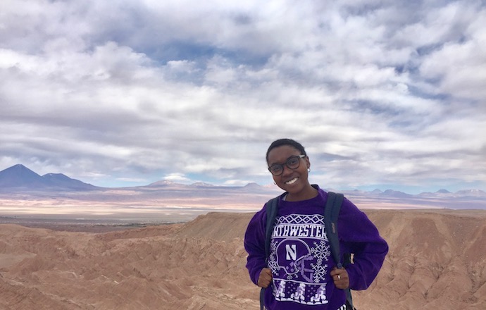 A student with purple pride in Chile