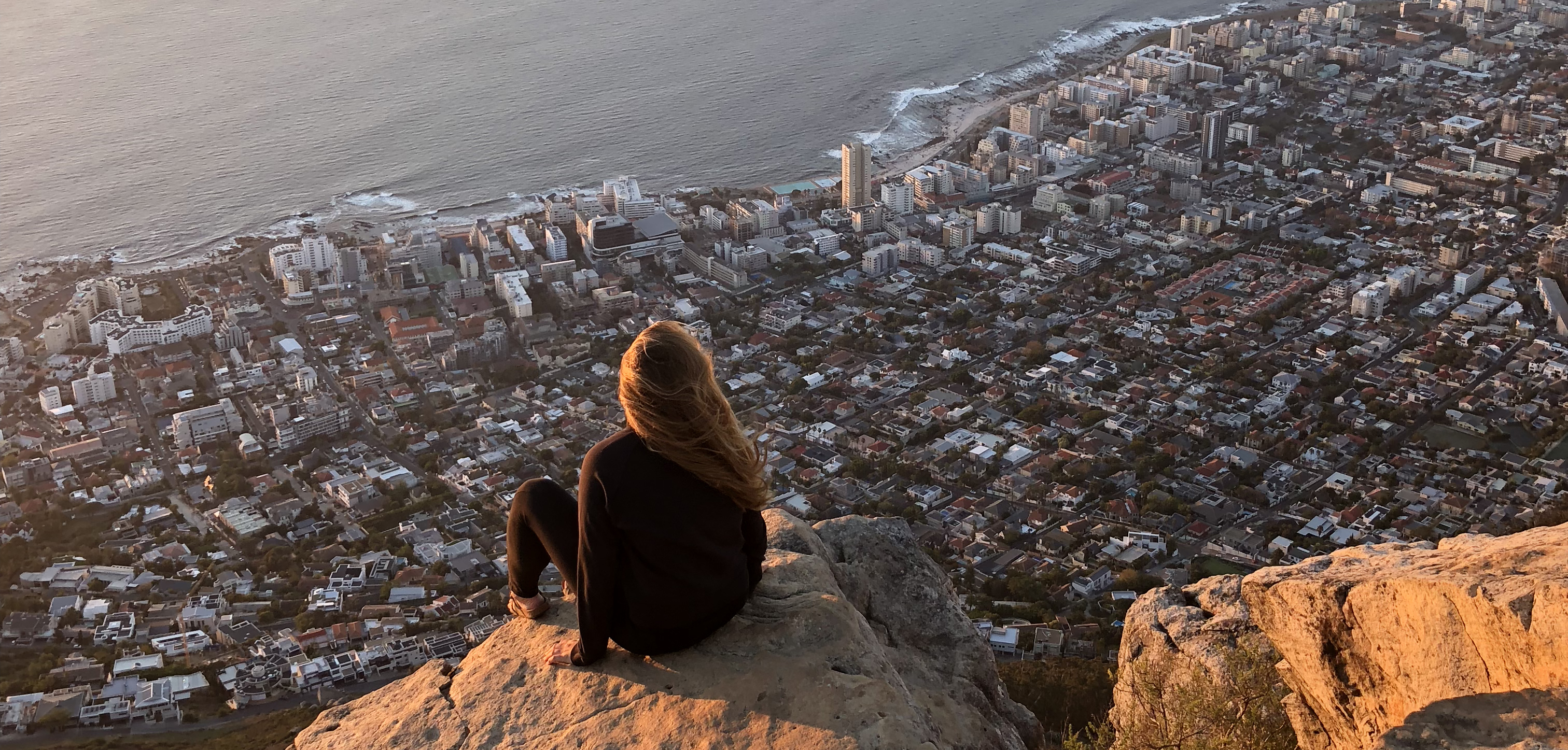 Student overlooking view of Cape Town, South Africa