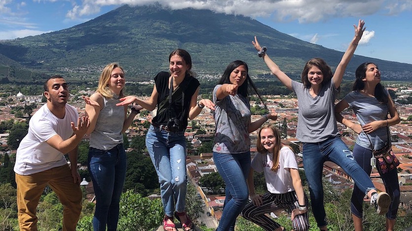 Students posing in Antigua, Guatemala