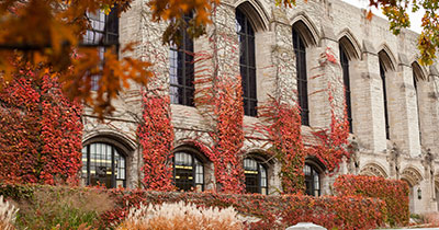 campus building in fall