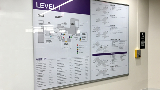 Wayfinding map, Deering Library