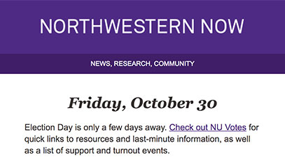 Screenshot of Northwestern Now 