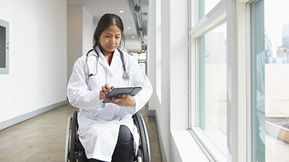 medical doctor in a wheelchair