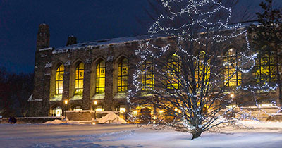 campus building in winter