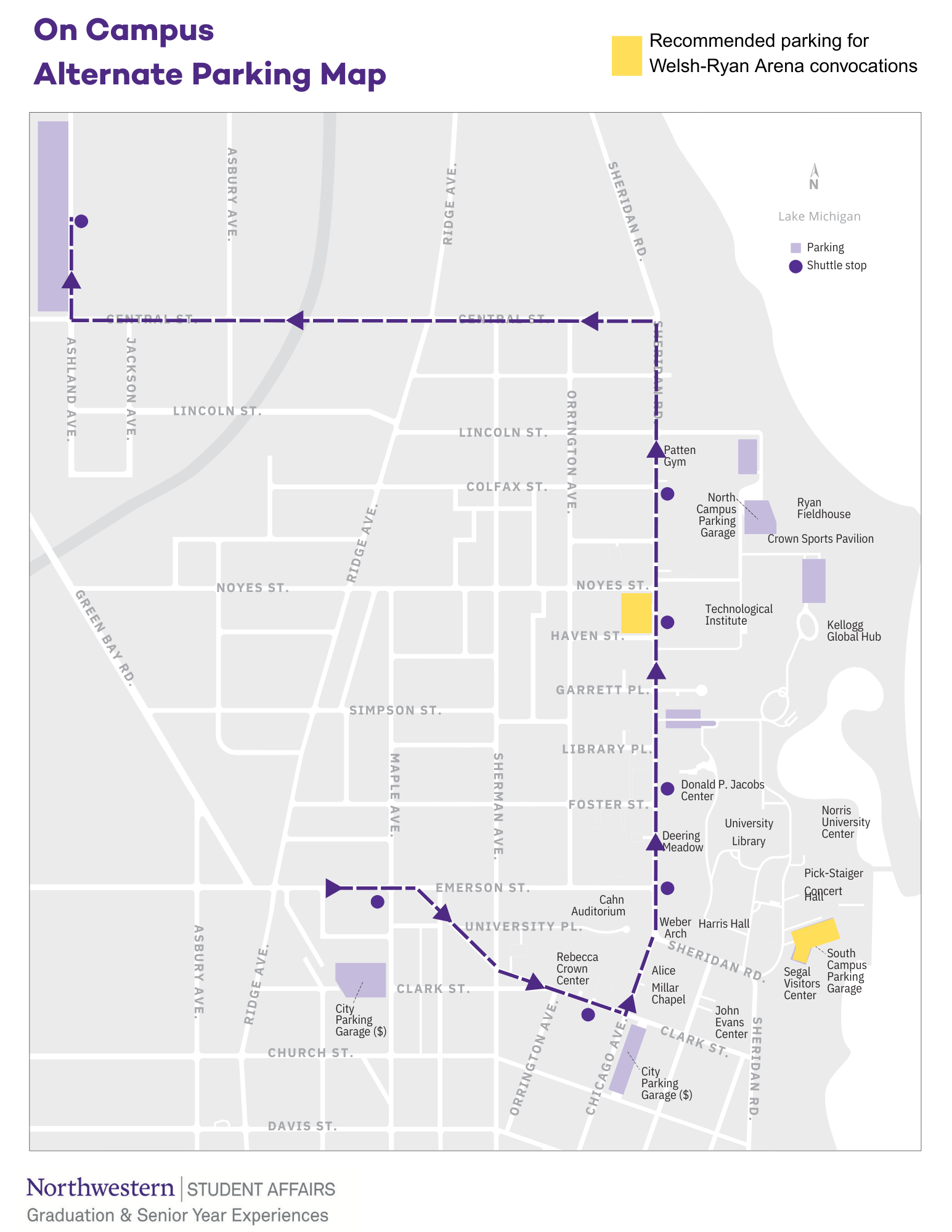 Alternate Parking Map for Welsh-Ryan Arena