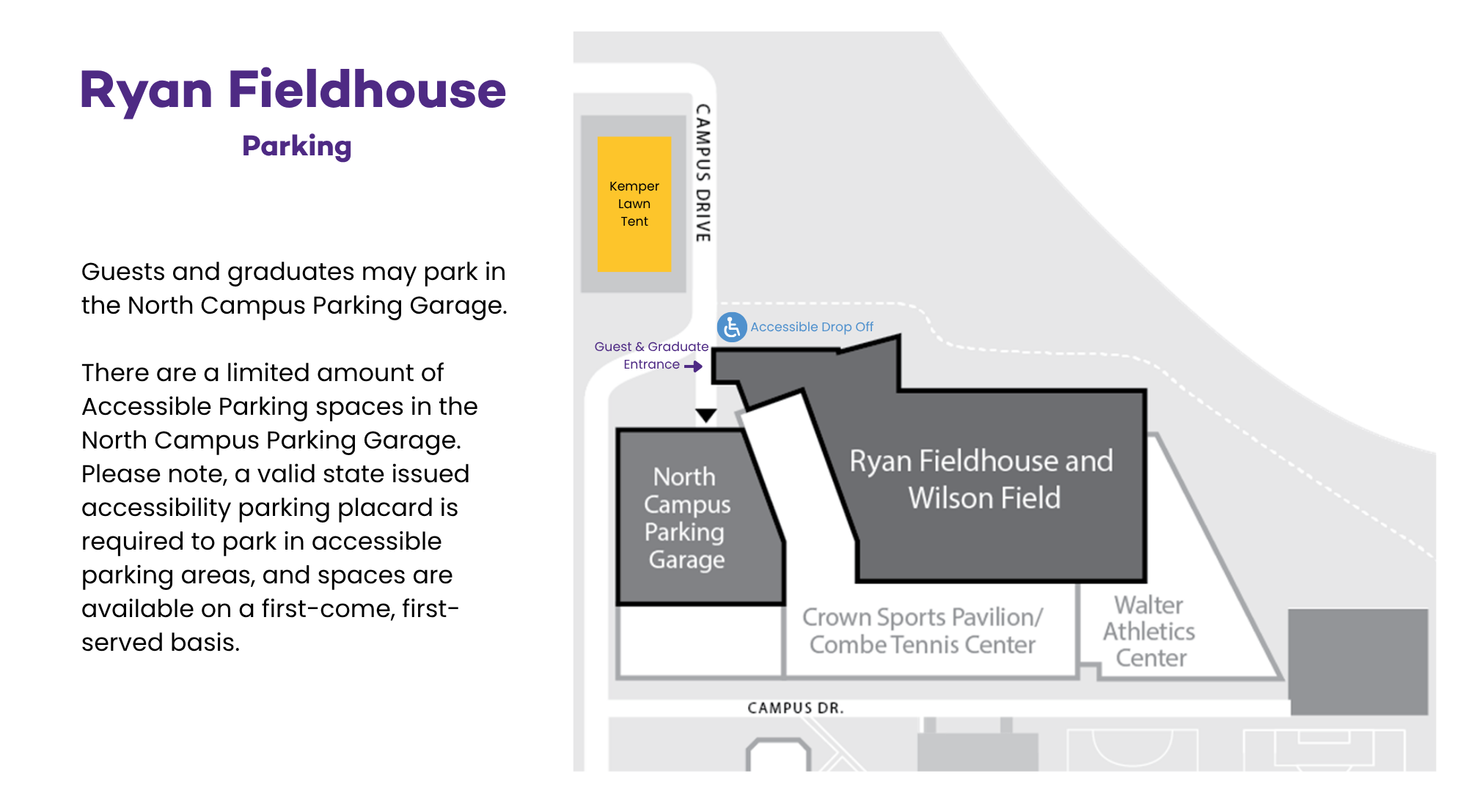 Parking map at Ryan Fieldhouse