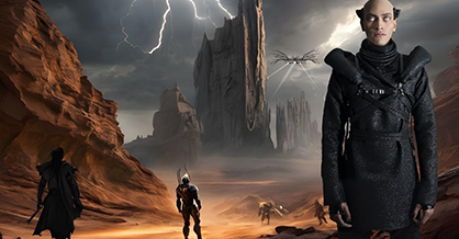 Elder statesman Astian of the Sirens awaits the arrival of the Survivorship fleet transporting the Recon Watchmen to Puebloan lands. Photo courtesy of Virgil Ortiz.