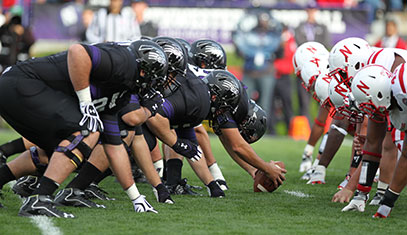 line of scrimmage at a football game