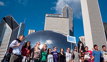 students at the Bean in downtown Chicago