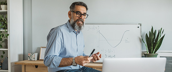 faculty member teaching remotely