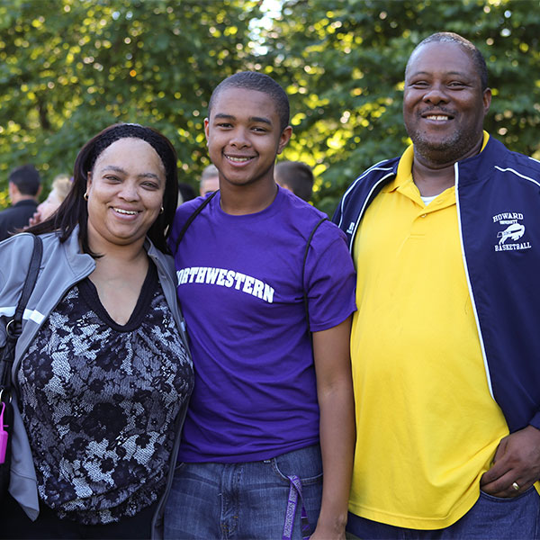 A Northwestern student and their parents