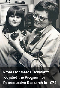 Professor Neena Schwartz with a student in the lab in the 1970s