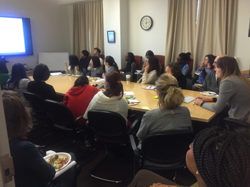 Students watching a presentation