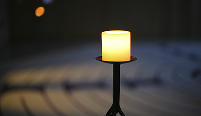 candle in meditation room