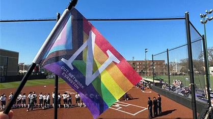 Pride flag at NU sporting event