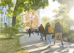 Students walking on Northwestern Evanston campus