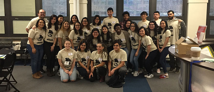 Image of a student group wearing matching t-shirts.