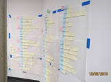Photo of Frances Searle 2-107 showing whiteboard with sticky notes