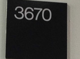 Close up photo of the room sign 3670