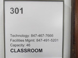 Photo of locy Hall Room Number 301 label outside the room