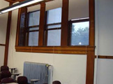 View of windows and radiator. 