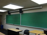 Blackboard in front of classroom.