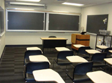 blackboard and student chairs
