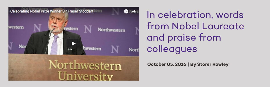 Fraser Stoddart speaking at a Northwestern event