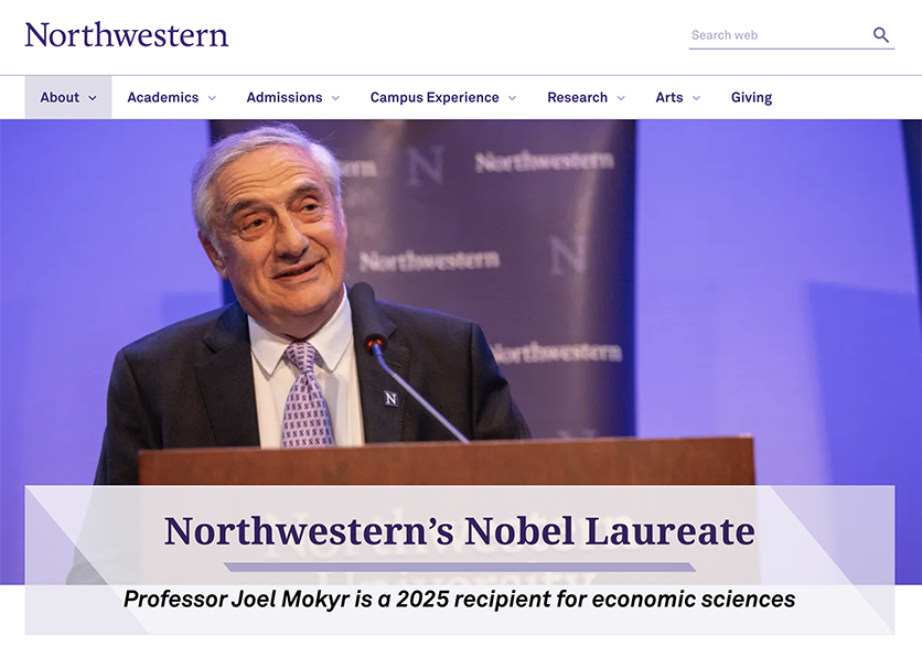 screenshot of Nobel top level web page