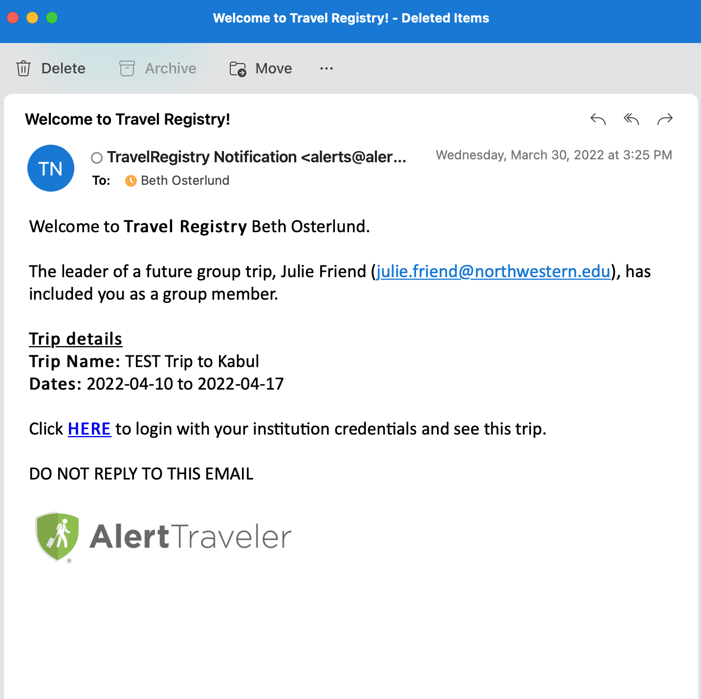 northwestern travel registry