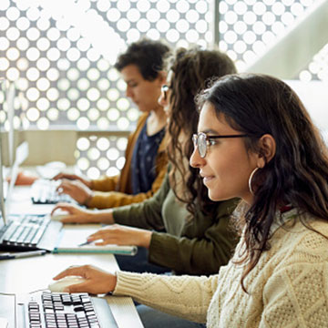 Students at computers