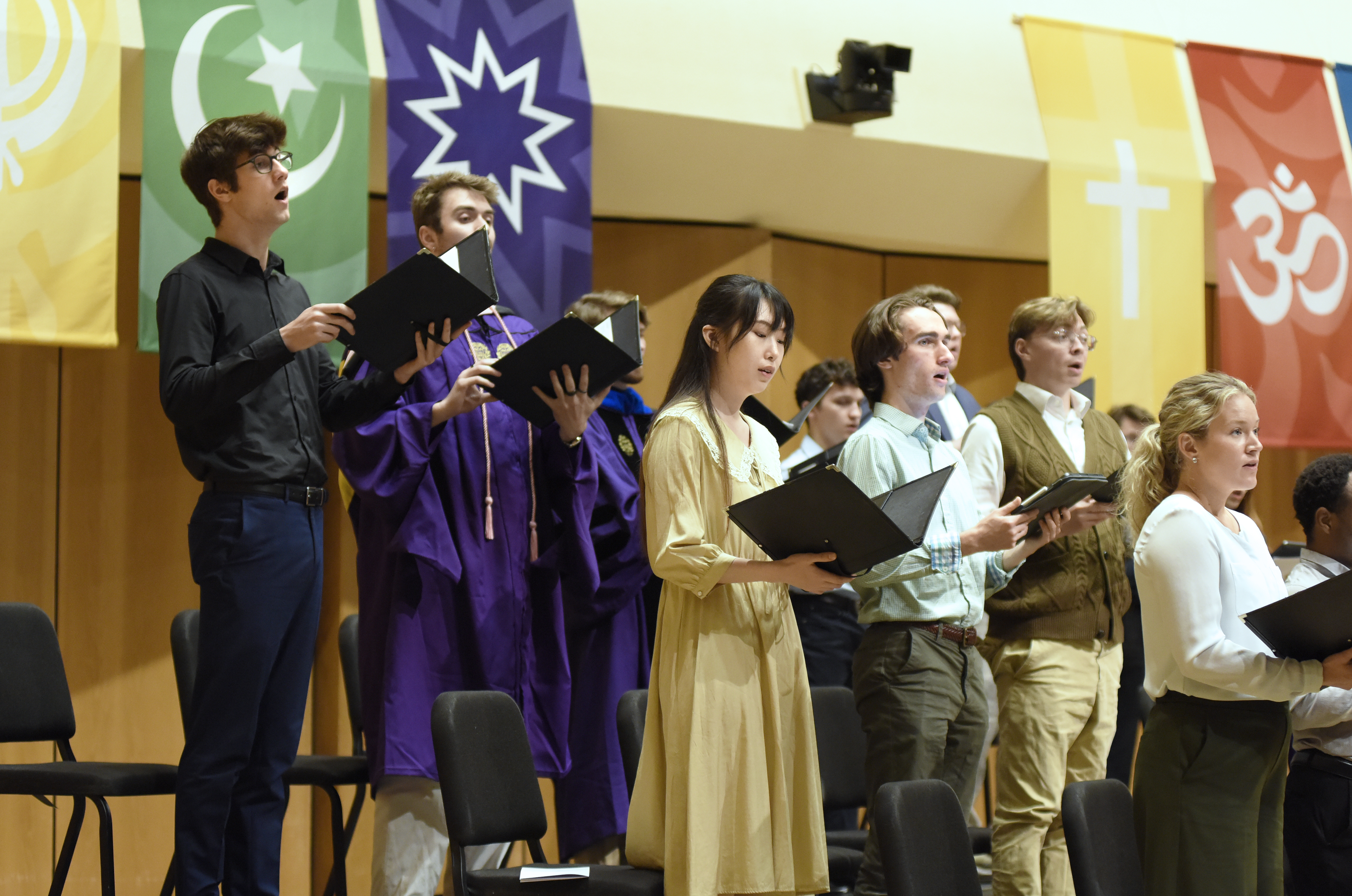students sing in a choir